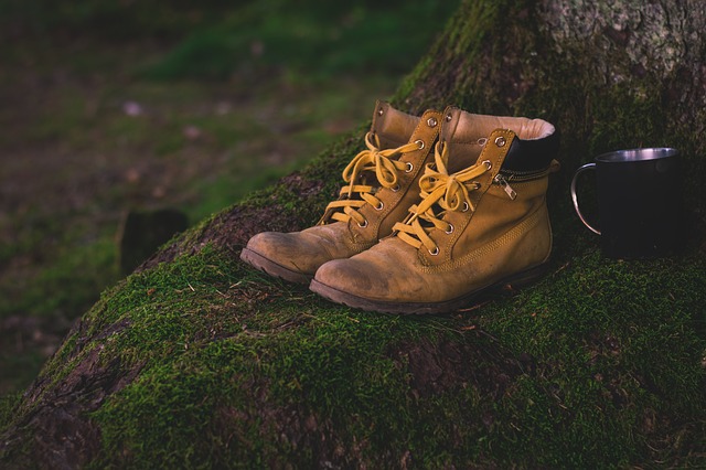 empty boots on stump